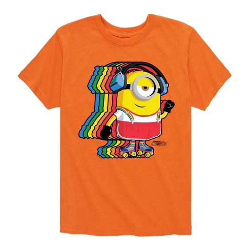 Boys' - Despicable Me 4 - Minion Roller Skating with Retro Rainbow Short Sleeve Graphic T-Shirt - image 1 of 2