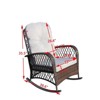 FATMOON Outdoor Wicker Rocking Chair with Wide Seat, Thick Cushion, Rattan Rocker w/Steel Frame, Weight Capacity for Patio, Garden - 3 of 4