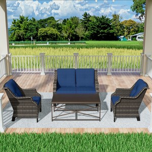 UPTIOT 4-Pieces Wicker Outdoor Patio Furniture Sets - 1 of 4