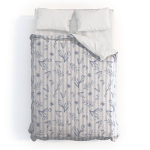 Deny Designs Menina Lisboa Striped Cottagecore Florals Comforter Bedding Set Blue - 1 of 4