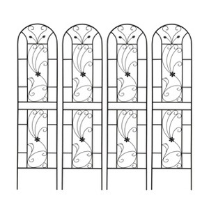 Lirago Black, 86.61"H * 19.68"W * 0.51"D, 4 pieces, Weatherproof Multi-functional Outdoor Screen - Laser-Cut Galvanized Steel Panel - 1 of 4