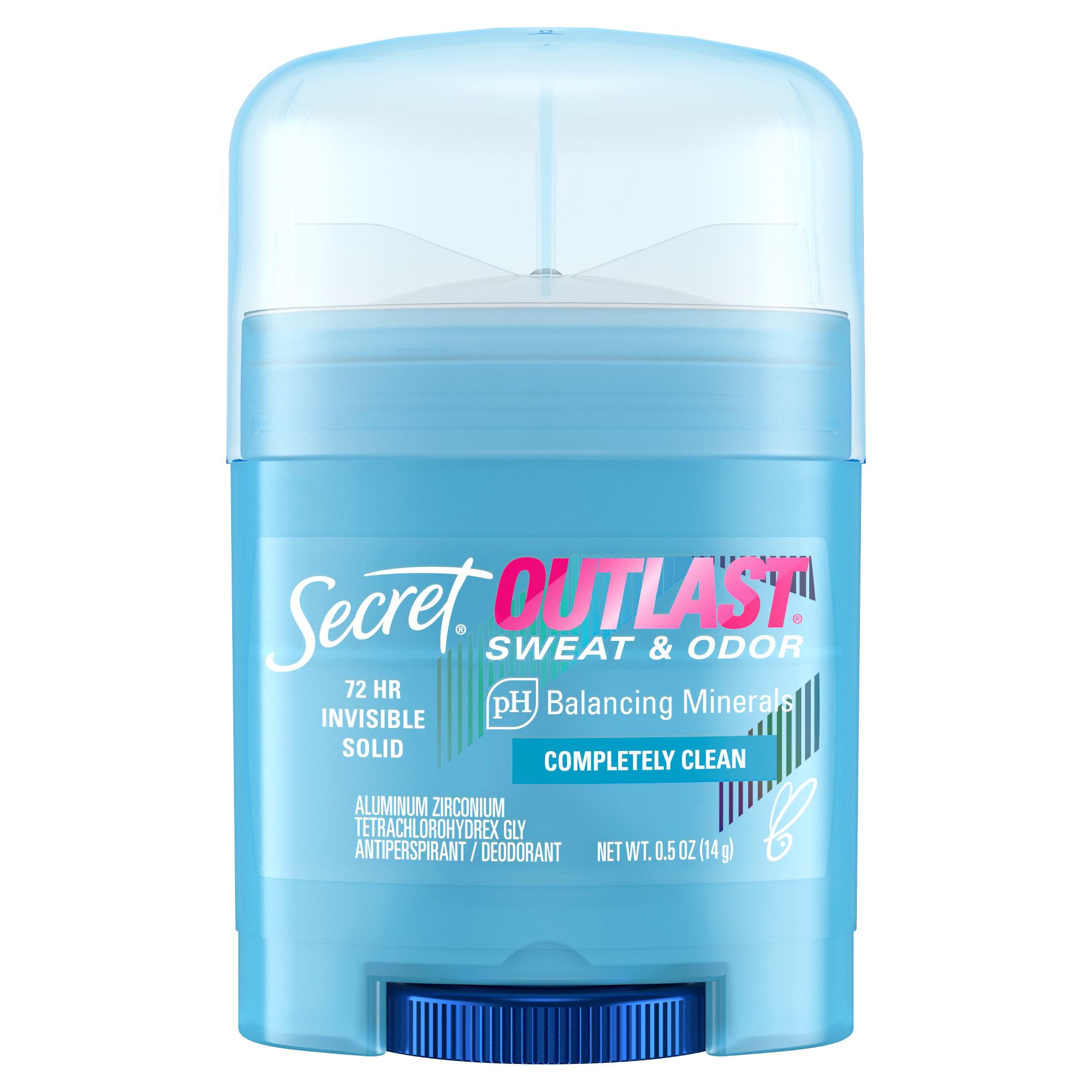 Secret Outlast Xtend Completely Clean Mini Invisible Solid Antiperspirant: Paraben-Free Travel Deodorant 0.5oz