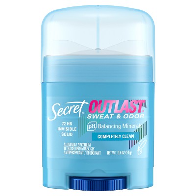 Secret Outlast Xtend Completely Clean Mini Invisible Solid Antiperspirant: Paraben-Free Travel Deodorant 0.5oz