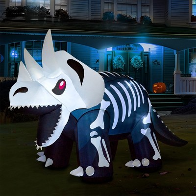 Joyfy 8 FT Halloween Inflatables Outdoor Decoration, Inflatable Skeleton Dinosaur with Built-in LEDs for Halloween Outdoor Yard Lawn Party Decoration