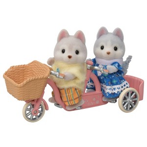 Calico Critters Husky Brother & Sister's Tandem Cycling Set, Dollhouse Playset with Figures and Accessories - 1 of 4