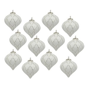 Gulches 3 in White Shatterproof Classic Glass Christmas Ball Ornaments Wedding Event Decor 12-Pack - 1 of 4