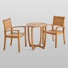 Westbridge 3pc Acacia Wood Bistro Set - Teak - Christopher Knight Home: Weather-Resistant, Galvanized Steel Hardware - 2 of 4