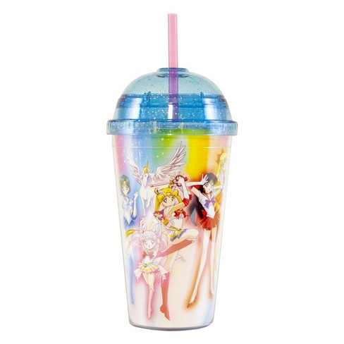 Just Funky Sailor Moon Luna And Artemis Glitter Tumbler With Lid