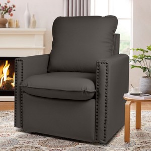 Hyleory 29.13'' Wide Faux Leather 360 Degree Swivel Armchair - 1 of 4