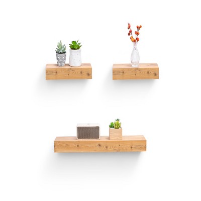 Syemin Decorative Wall Shelf Floating Shelves Wall Mounted Set of 3 Rustic Wood Wall Storage Shelves Decor Hanging Shelves, Black, 23.62"*5.31"*1.97"