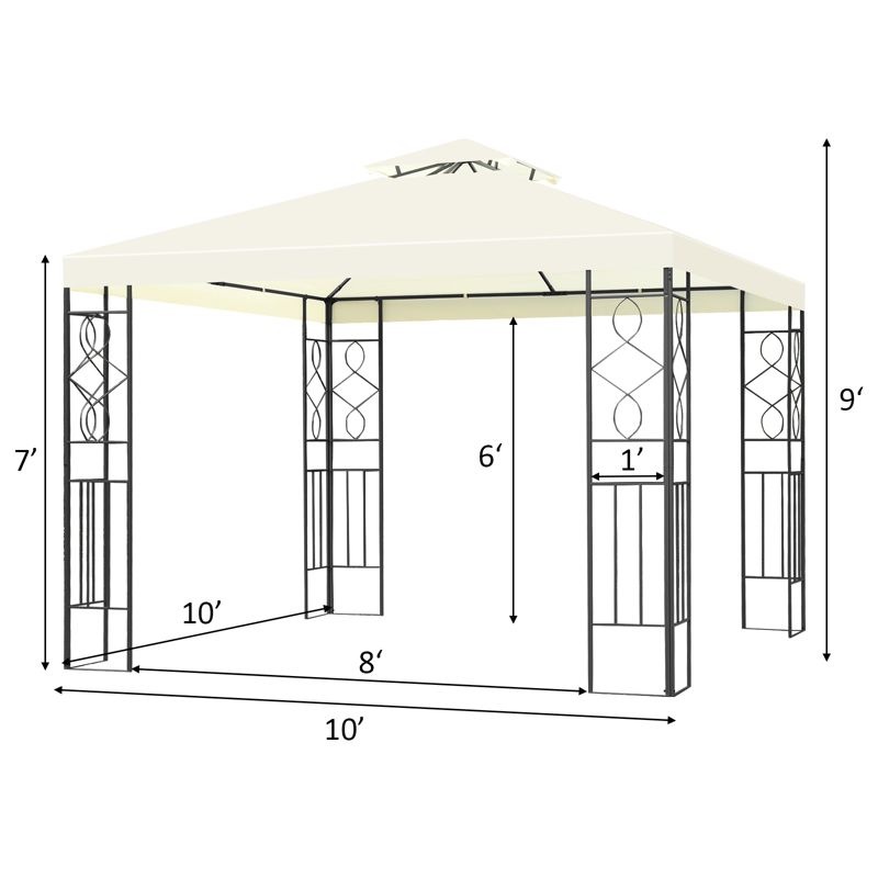 Tangkula 2-Tiers 10'x10'Outdoor Canopy Gazebo Art Steel Frame Party Patio Large Canopy Gazebo W/Netting, 4 of 9