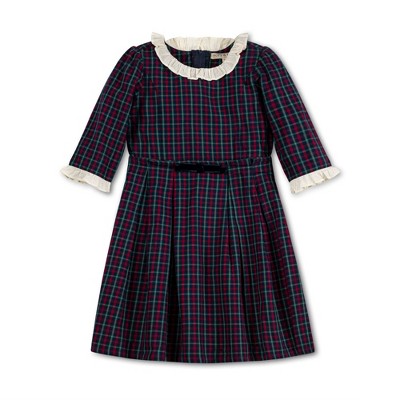Hope & Henry Girls' 3/4 Sleeve Ruffle Trim Party Dress, Toddler