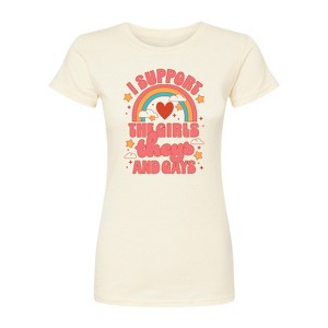 Women's - Instant Message - I Support The Girls Theys And Gays Fitted Graphic T-Shirt - 1 of 4