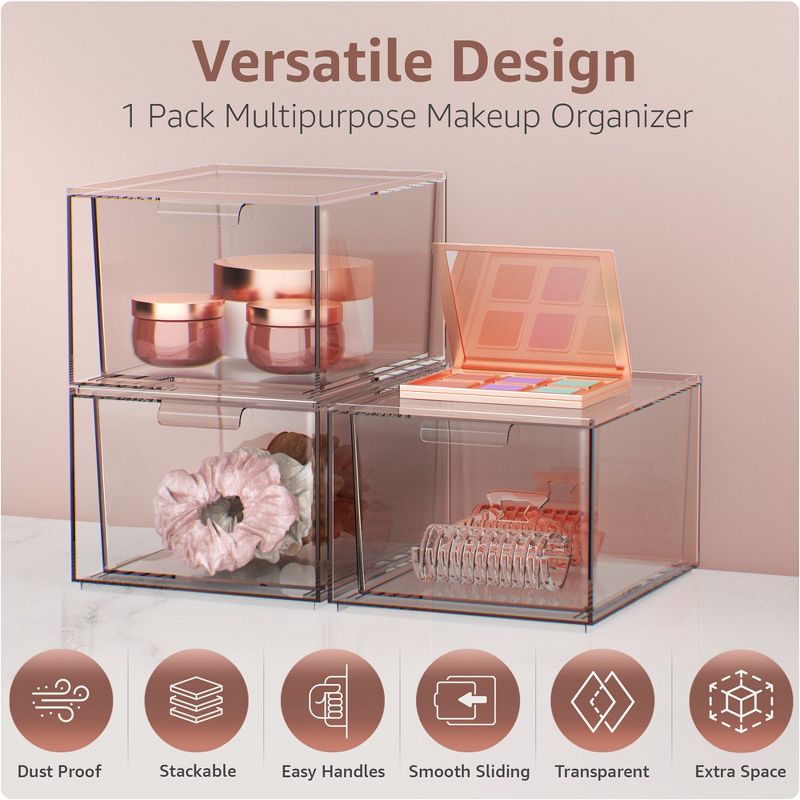 Sorbus Clear Stackable Acrylic Drawer Makeup Organizer - for Vanity, Bathroom, Under Sink, Cabinets, Jewelry, and More, 4 of 7