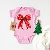 The Juniper Shop Coquette Christmas Snowflake Bow Baby Bodysuit - Newborn - Pink - 2 of 3