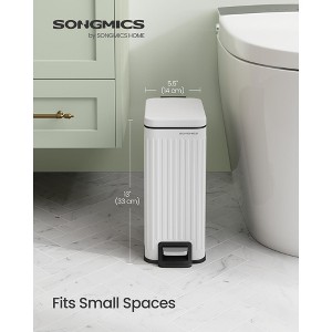 Designer Fluted Bathroom Trash Can - 1.6-Gallon Stainless Steel Bin with Soft-Close Lid & Pedal, Slim Space-Saving - 1 of 4
