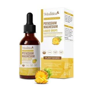 Mulittea Potassium Magnesium Liquid Supplement - Plus Calcium, Vitamin C, Zinc for Bone & Energy & Immune Support - 2 Fl oz(Pineapple flavor) - 1 of 4