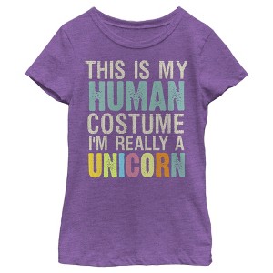 Girl's Lost Gods Unicorn in Human Costume T-Shirt - 1 of 3