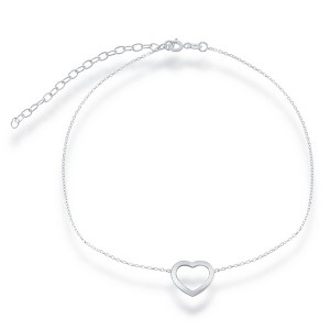Bella Silver Sterling Silver Center Open Heart Choker - Silver - 12+3 Inch - 1 of 3