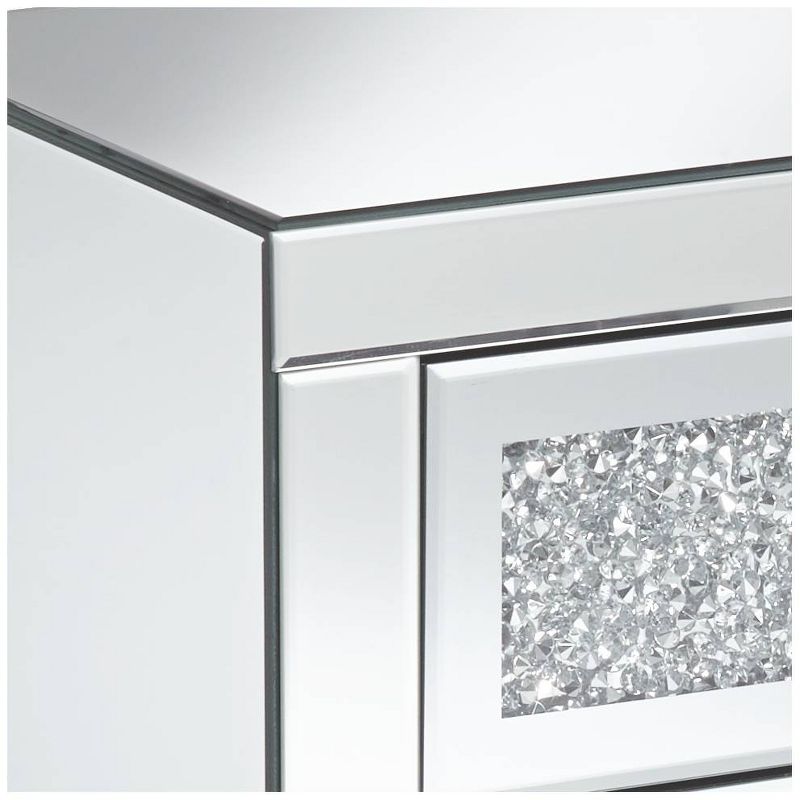 Studio 55D Gia Modern Mirrored Rectangular Accent Side End Table 20" x 14" with 3-Drawer Silver Glass Crystal for Living Room Bedroom Bedside Entryway, 3 of 10