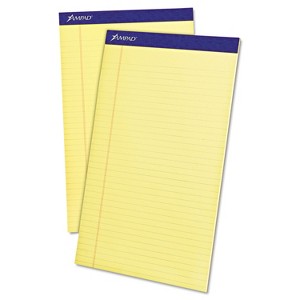 Ampad Perforated Writing Pad 8 1/2 x 14 Canary 50 Sheets Dozen 20230 - 1 of 3