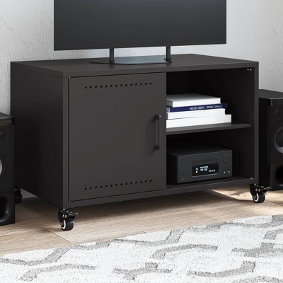 vidaXL TV Cabinet Black Cold-Rolled Steel Medium TV Cabinet