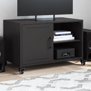 vidaXL TV Cabinet Black Cold-Rolled Steel Medium TV Cabinet - 1 of 2