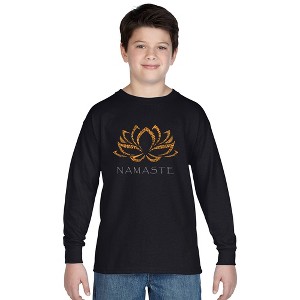 LA Pop Art Boy's Word Art Long Sleeve - Namaste - 1 of 4