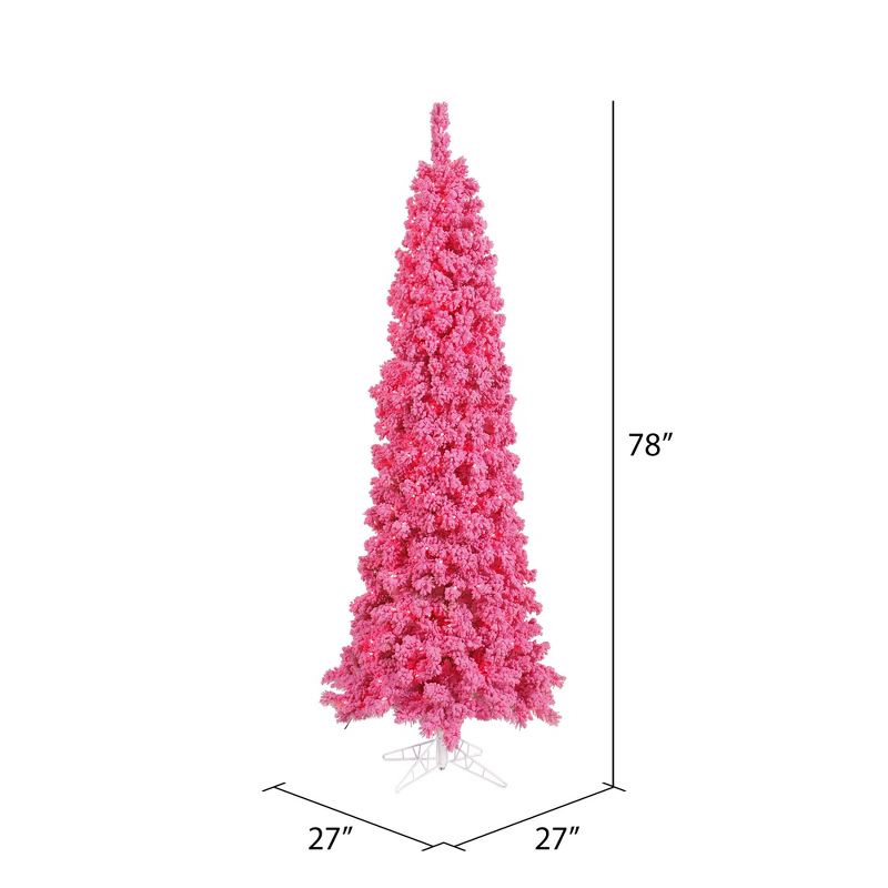 Vickerman Flocked Pink Pencil Fir Artificial Christmas Tree, 2 of 4