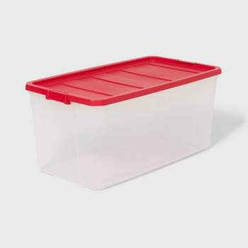 200qt Latching Storage Box Clear with Red Lid - Brightroom™