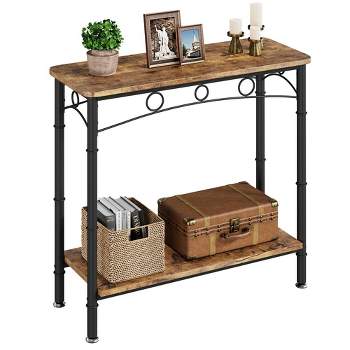 Trinity Small Console Table, Retro Sofa Table with Storage, 2 Tier Behind Couch Table for for Living Room, Entryway, Hallway, Foyer