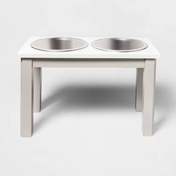 Traditional Long Elevated Dual Tone Dog Bowl with Sour Cream Top - Off-White - Boots & Barkley™