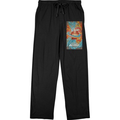 Avatar the Last Airbender Aang Elements Poster Adult Black Graphic Sleep Pajama Pants