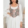 Acekool Women’s Vintage Floral Corset Lace-Up Vest, Vintage Pirate-Inspired Bustier with Embroidered Print - 2 of 4
