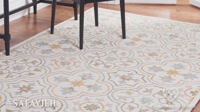 Ivory and Grey Hand-Tufted Wool Square Rug