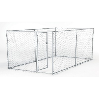 Lucky Dog 41028EZ 10' x 5' x 4' Heavy Duty Outdoor Galvanized Chain Link Dog Kennel Enclosure with Latching Door, 1.5" Raised Legs, & 2 Configurations