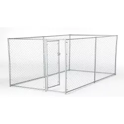 Lucky Dog 41028EZ 10' x 5' x 4' Heavy Duty Outdoor Galvanized Chain Link Dog Kennel Enclosure with Latching Door, 1.5" Raised Legs, & 2 Configurations