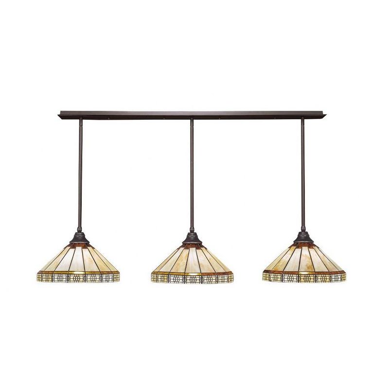 Toltec Lighting Any 3 - Light Chandelier in  Dark Granite with 15" Honey & Brown Mission Art Glass Shade, 1 of 2
