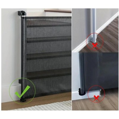 Black Retractable Mesh Pet Gate for Stairs and Doorways