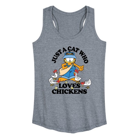 Women's - Garfield - Just A Cat Who Loves Chickens Graphic Racerback Tank - image 1 of 4