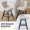 SKRAN Velvet Swivel Bar Stools, Upholstered Counter Chairs Set of 2, with Rivet Trim, Solid Wood Legs and Button Tufted Back for Dining Room and Bar - 4 of 4
