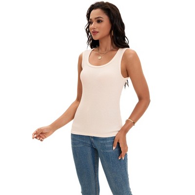 ATHLECHIC Women's Scoop Neck Ribbed Wide Strap Sleeveless Workout Basic Sport Tank Tops 2 Packs - image 3