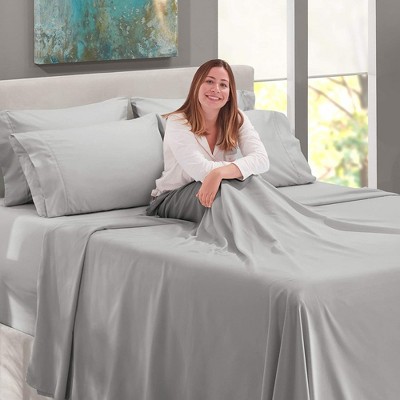 King Light Gray Microfiber Deep Pocket Sheet Set