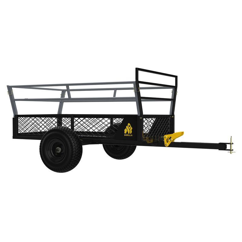 Gorilla Rugged Outdoor ATV Trailer Utility Garden Cart with 1400 Pound Capacity, Removable Sides, and 3 in 1 Tailgate for Hauling Large Loads, Black, 1 of 7