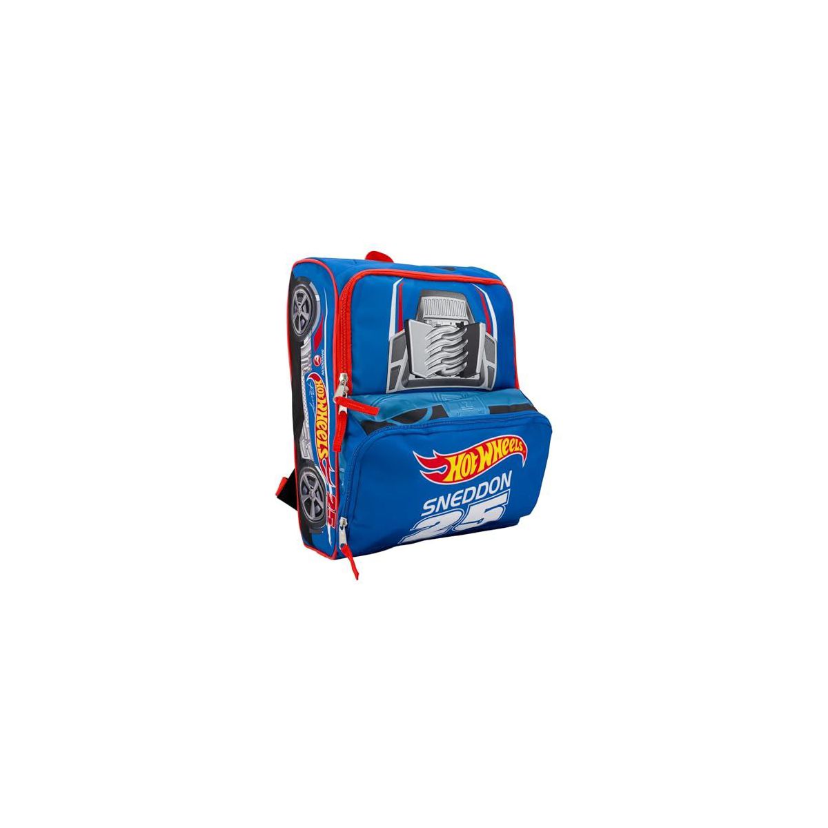 Hot Wheels Blue Sneddon #25 Twinduction Race Car Shaped 14” Mini Backpack, Kids School Bag, Blue