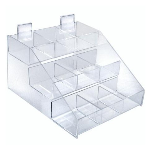 Azar Displays Three-Tier Shelf, 9 Compartment Counter Step Display, 12" wide - image 1 of 4