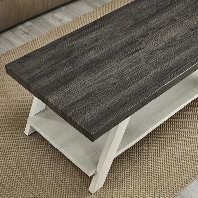 Athens Charcoal and Beige 3-Piece Wood Shelf Coffee Table Set