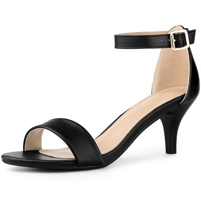 Perphy Women's Open Toe Buckle Ankle Strap Kitten Heel Sandals