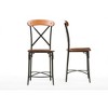 Set of 2 Broxburn Wood and Metal Counter Height Barstools Brown - Baxton Studio: Vintage-Industrial Design, X-Back - 3 of 3