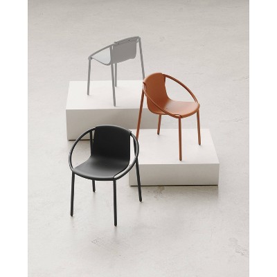 ErgoStack Black Metal and Wood Composite Outdoor Lounge Chair